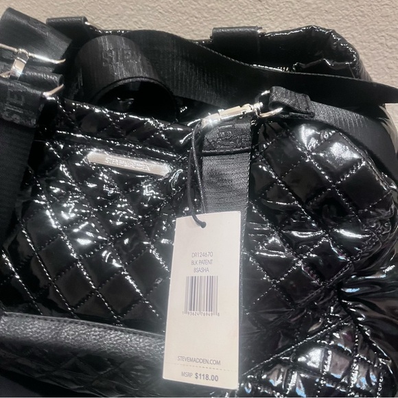 Steve Madden Weekender Black Patent Faux Leather Bag NWT - Picture 8 of 8
